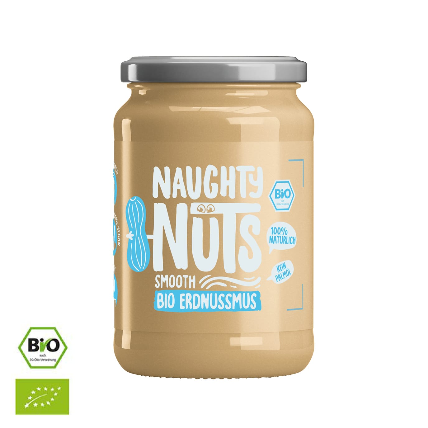 Naughty Nuts Bio Erdnussmus im Glas, 100% natürlich, kein Palmöl, 100% vegan