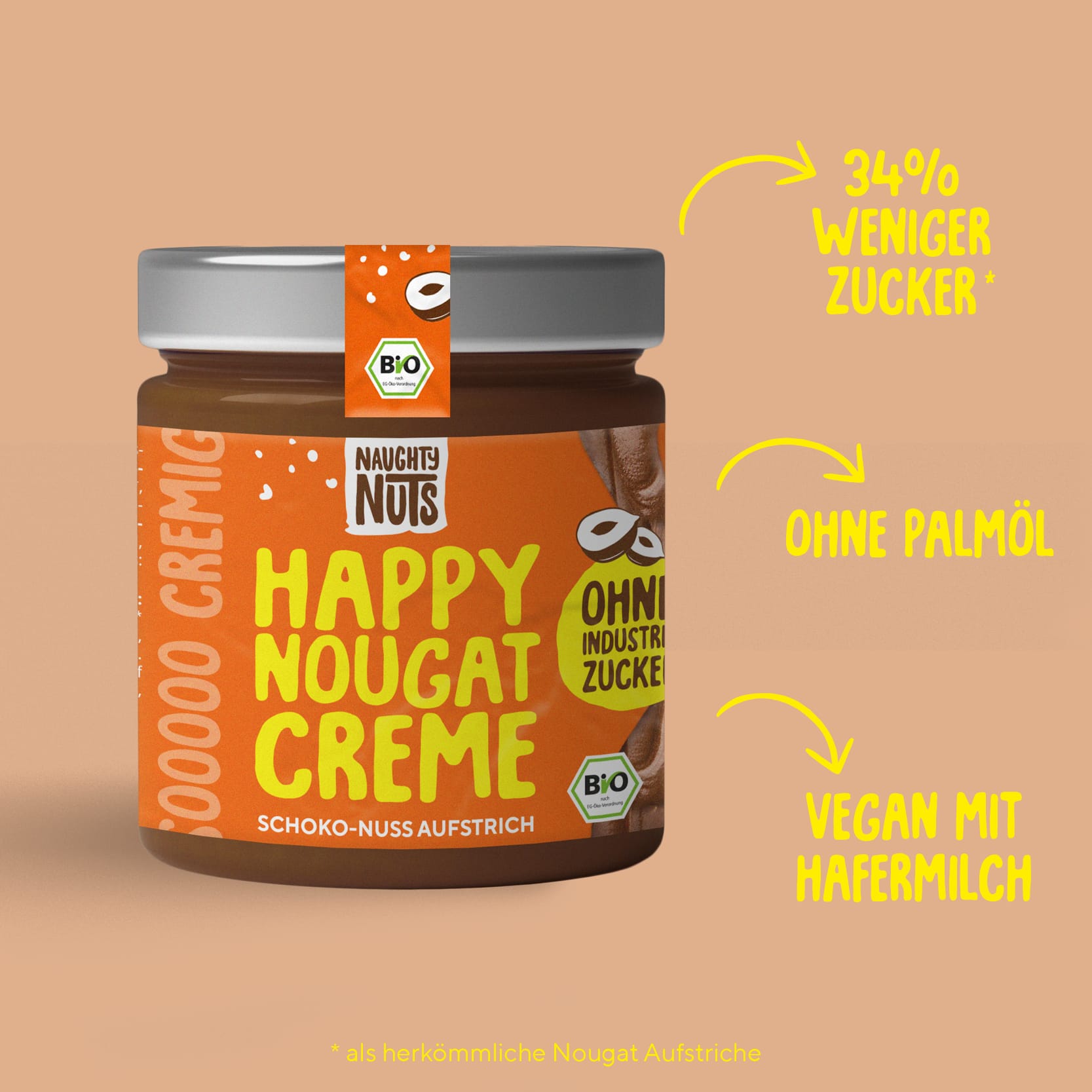 Naughty Nuts Brotaufstrich Happy Nougat Creme