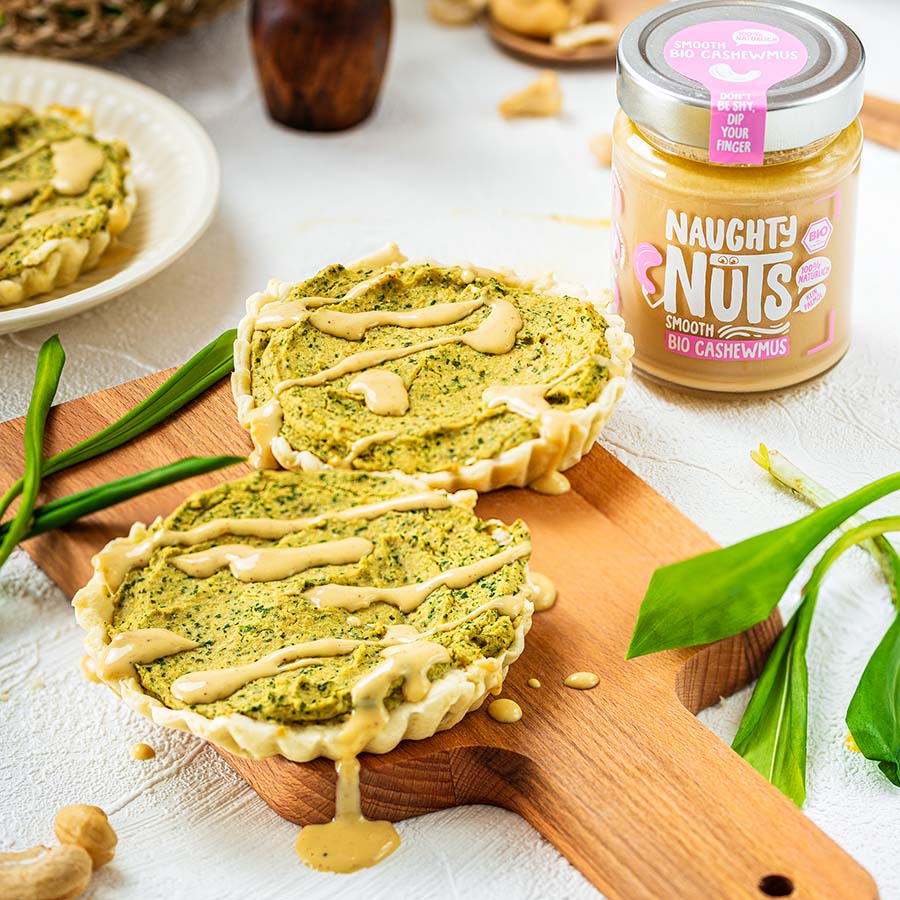 Vegane Bärlauch Tartelettes mit Naughty Nuts BIO Cashewmus