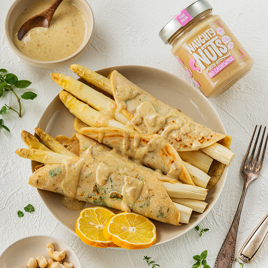 Vegane Kräuterpfannkuchen mit Naughty Nuts BIO Cashewmus Smooth