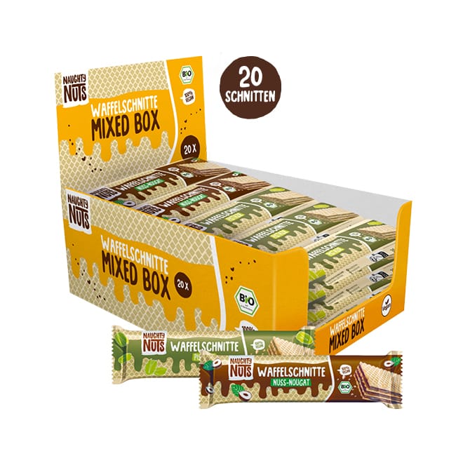 Bio Waffelschnitte Mixed Box (Nuss-Nougat & Pistazie) - Box