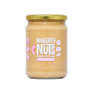 Bio Cashewmus Smooth im 500g Glas mit Naughty Nuts Logo