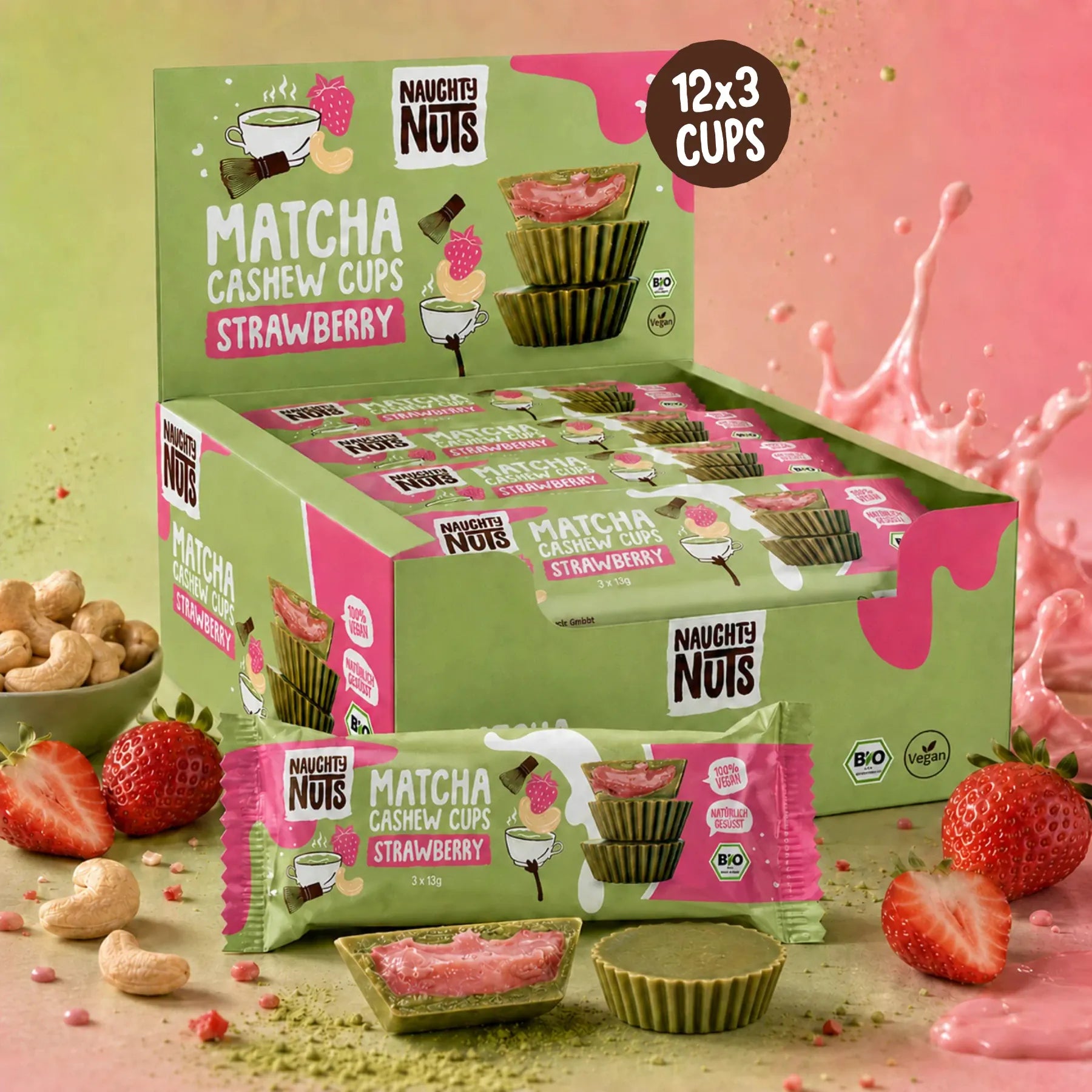 Matcha Cups Cashew Strawberry
