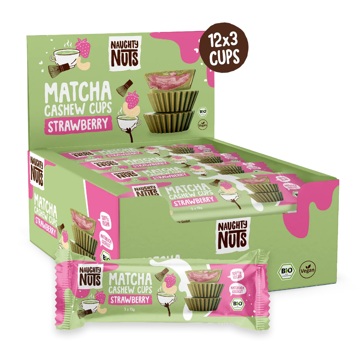 Matcha Cups Cashew Strawberry - Box