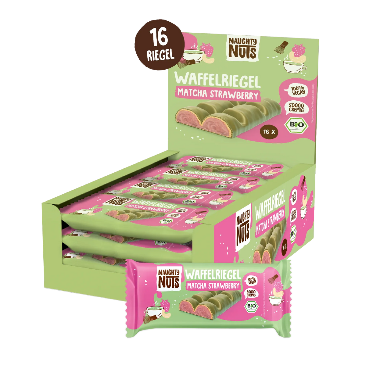Waffelriegel Matcha Strawberry - Box
