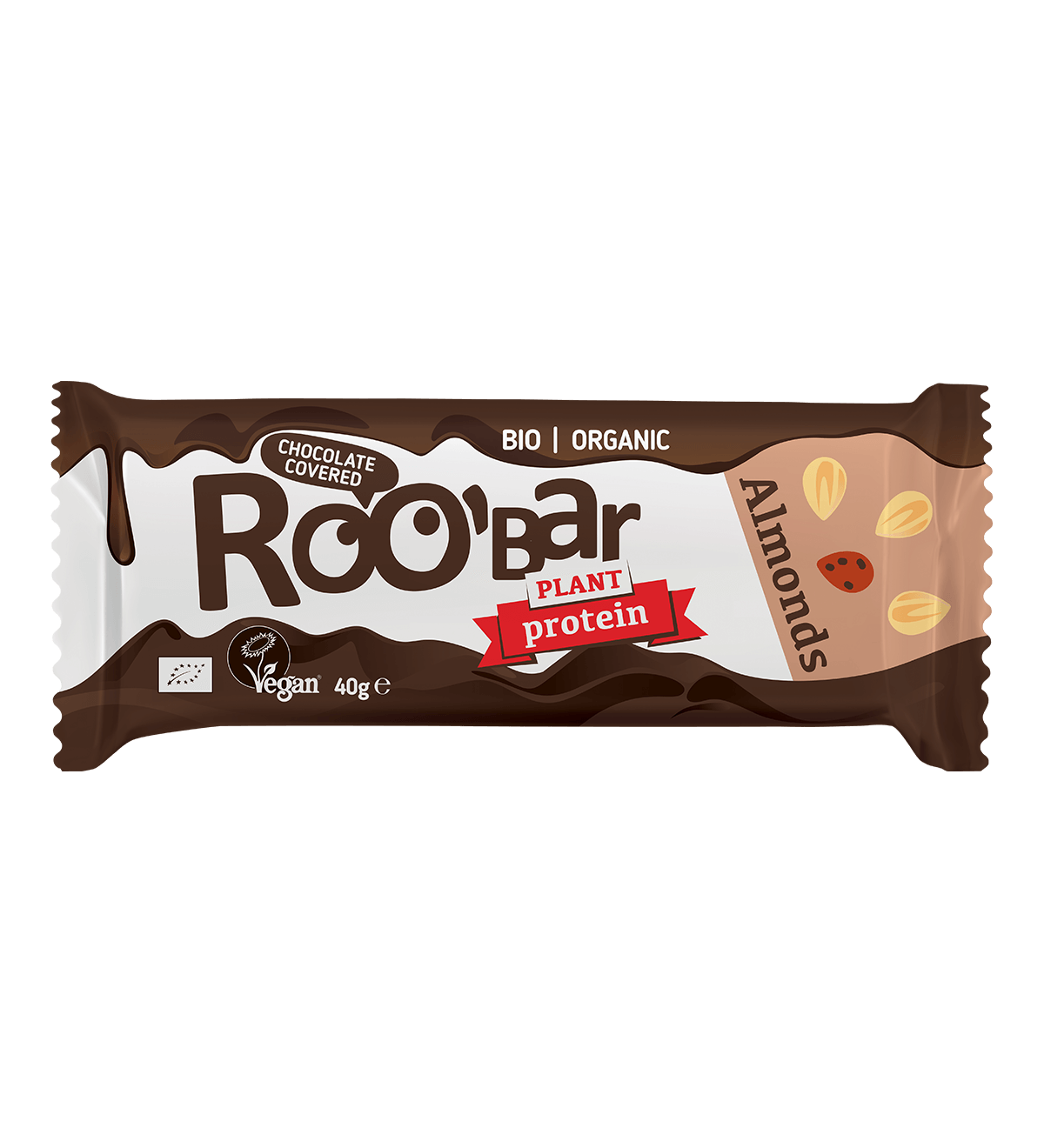 Roobar Schoko-Riegel Bio Protein Schokoriegel mit Mandeln