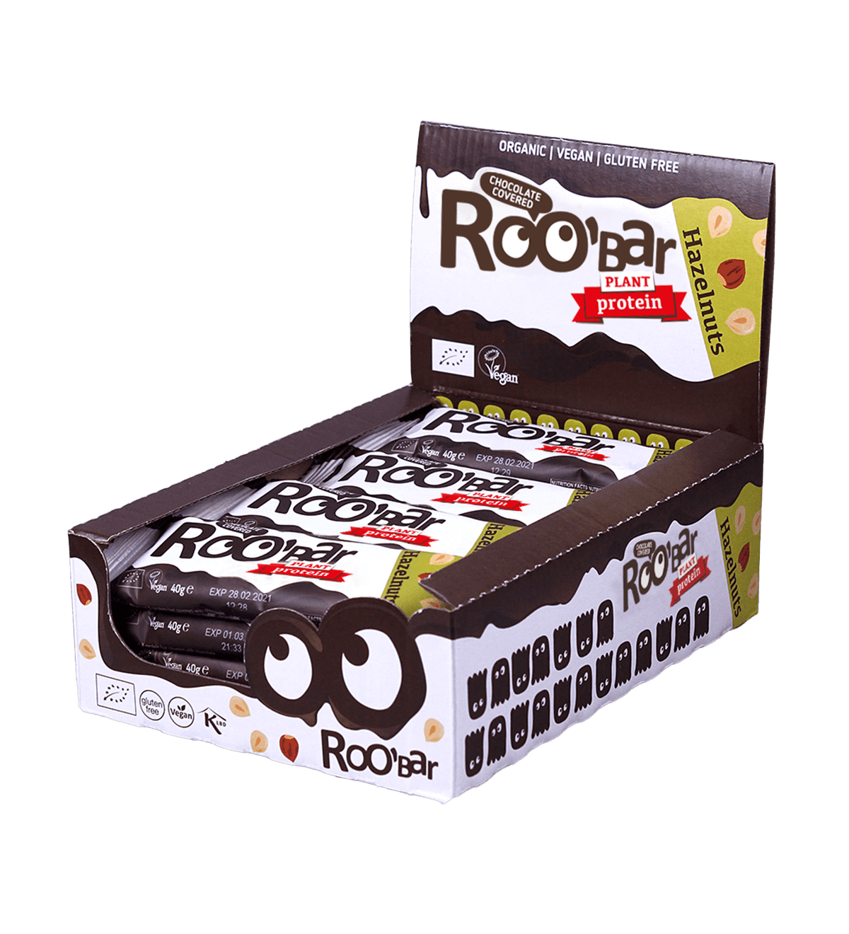 Roobar Schoko-Riegel Bio Protein Schokoriegel mit Haselnuss